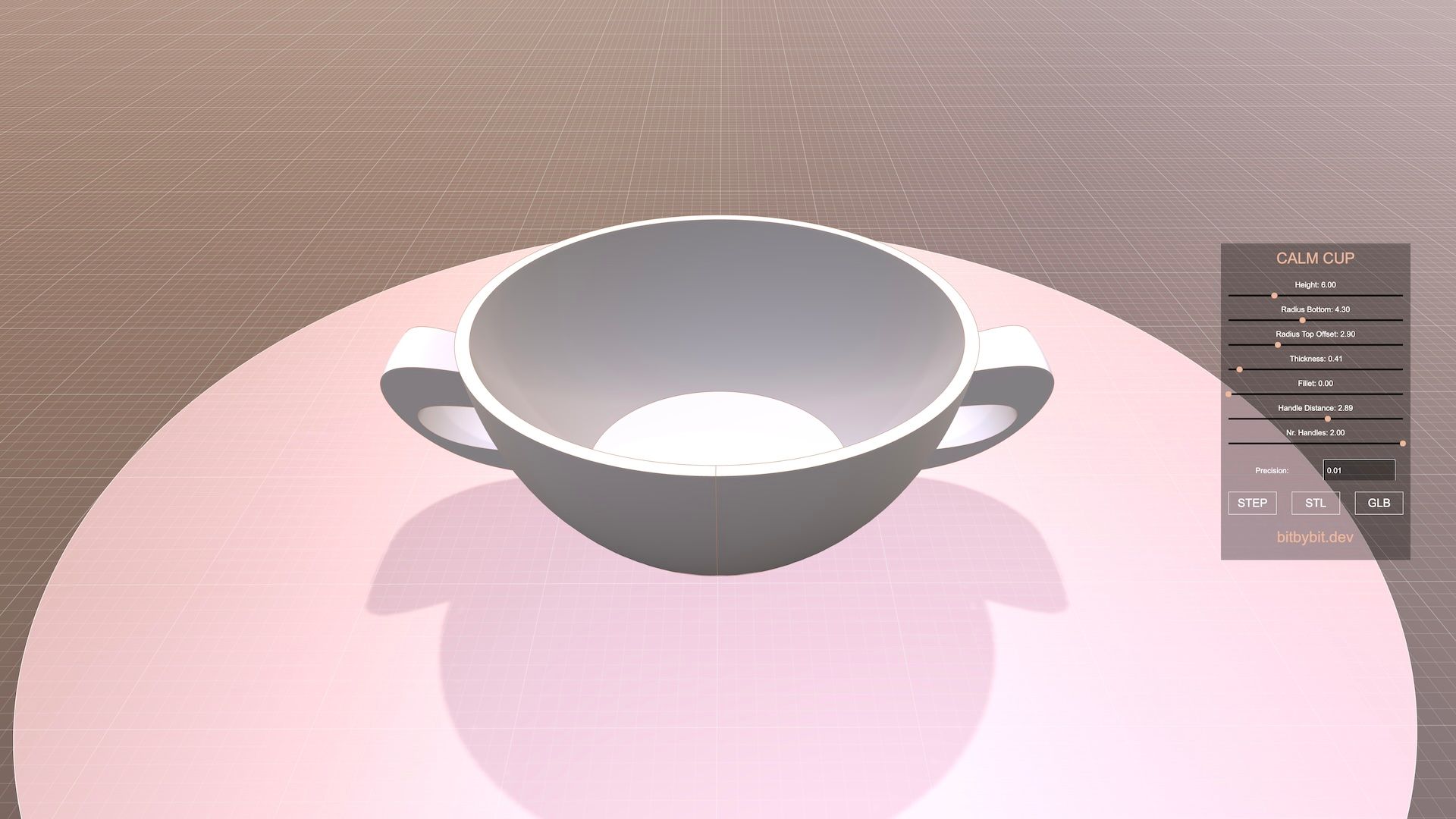 calm cup 3D model variant with no roundings