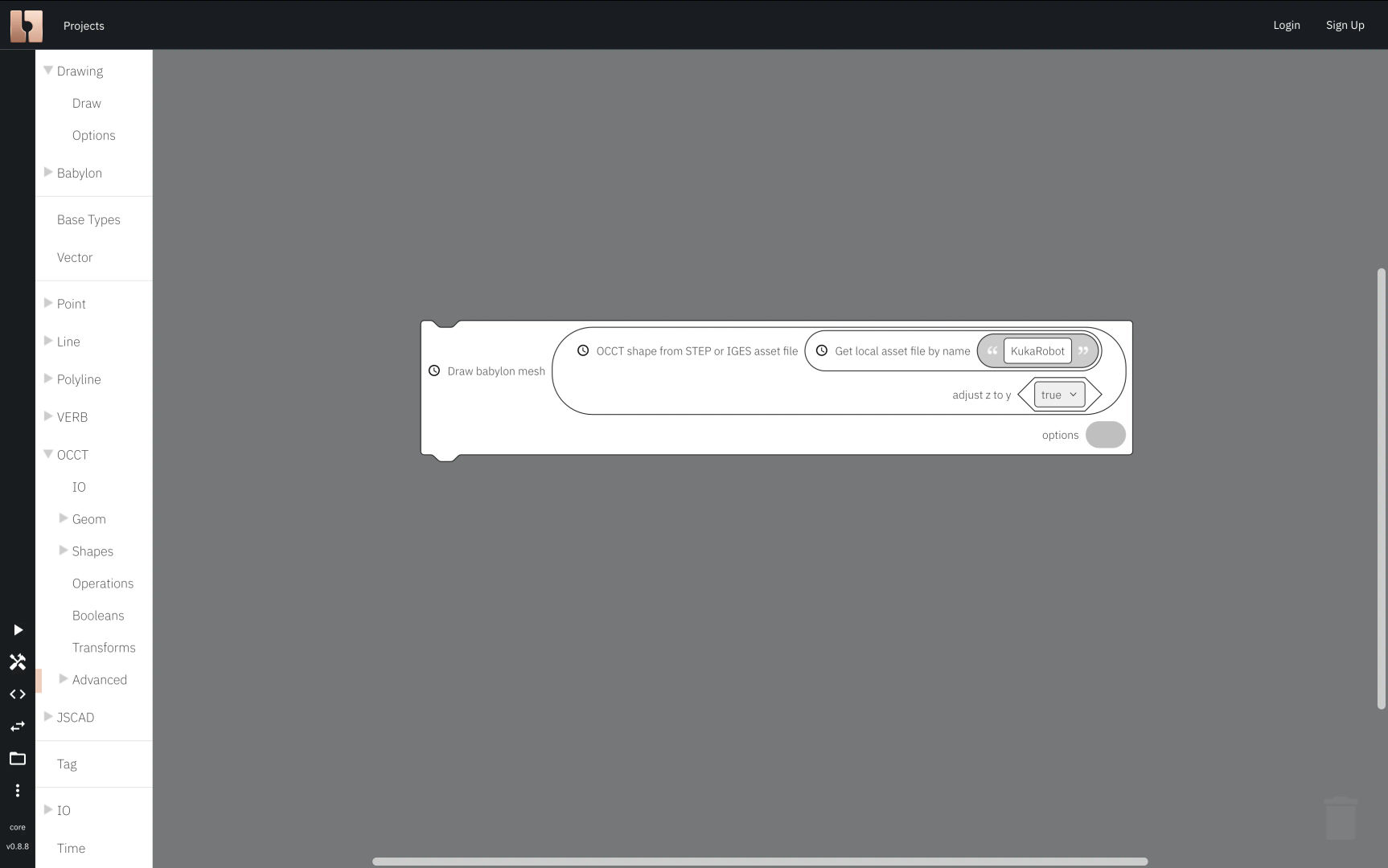 Image showing finished script of STEP asset import