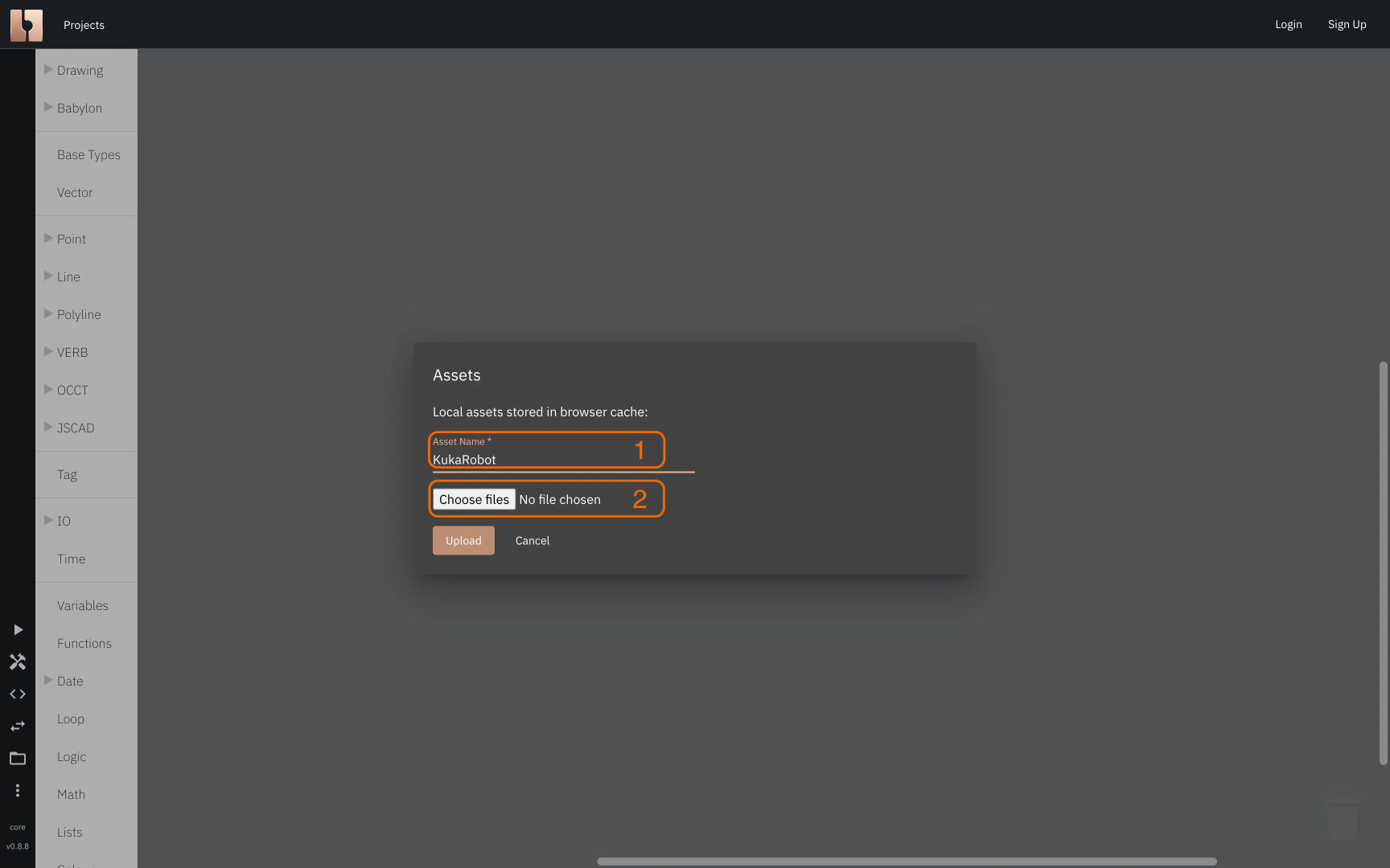 Image showing the local asset form