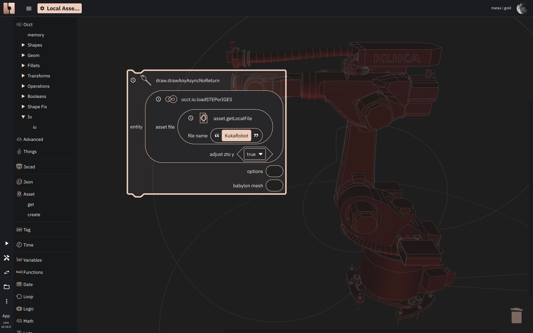 Image showing the result of imported local asset in Blockly editor