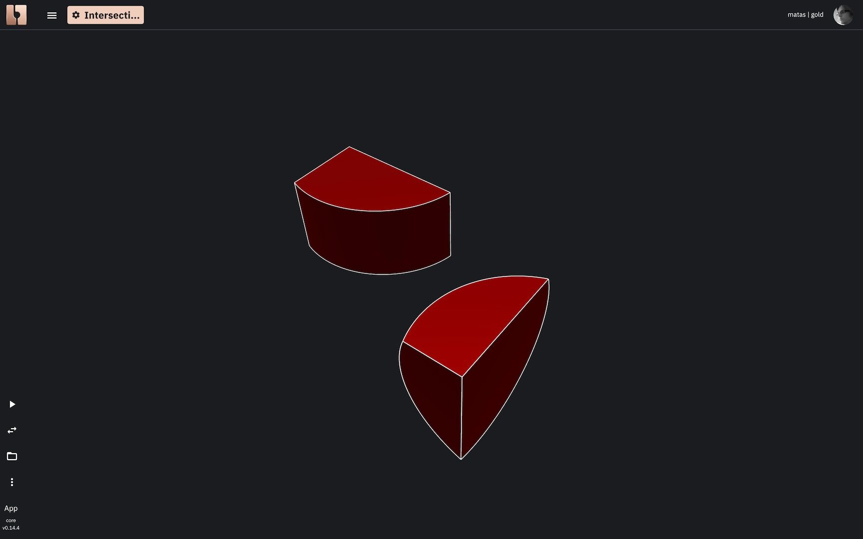 Image showing how shapes look like when intersection is applied between the box and cylinder with sphere