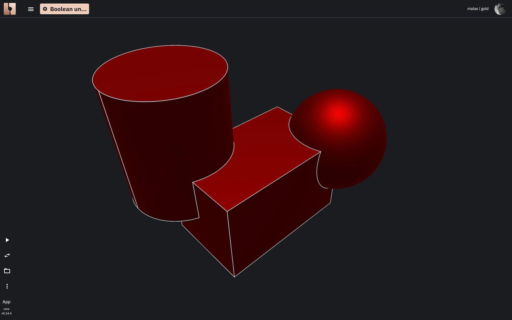 Image showing how unioned result of 3 solids looks like