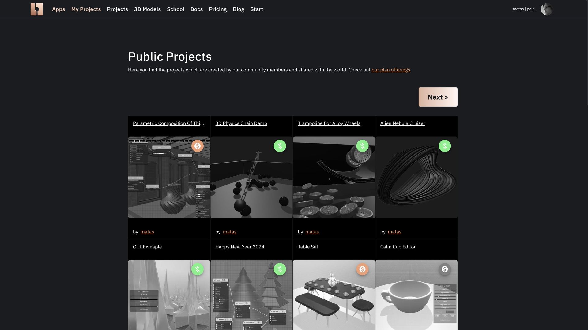 Image showing the preview of a public projects gallery