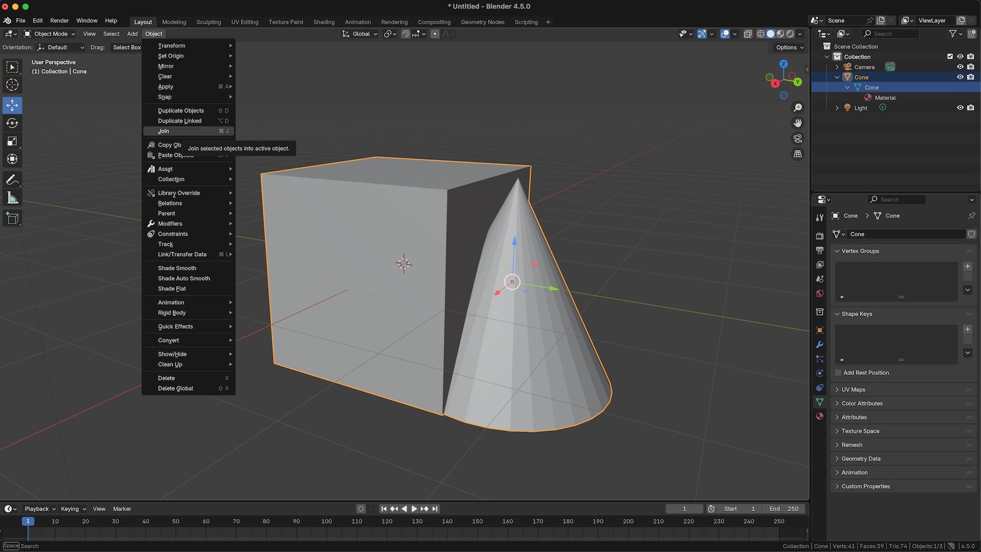 Join objects in Blender