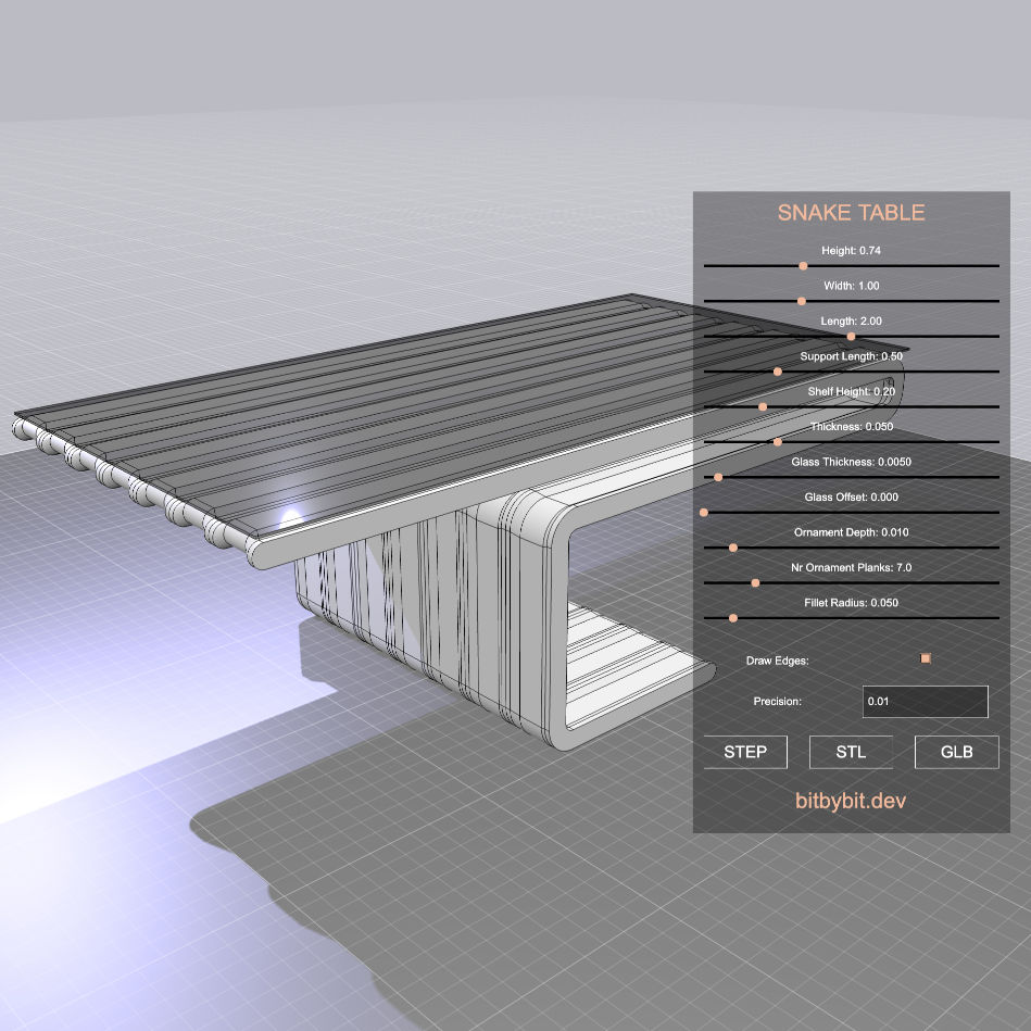 Snake Table 3D Model Configurator picture