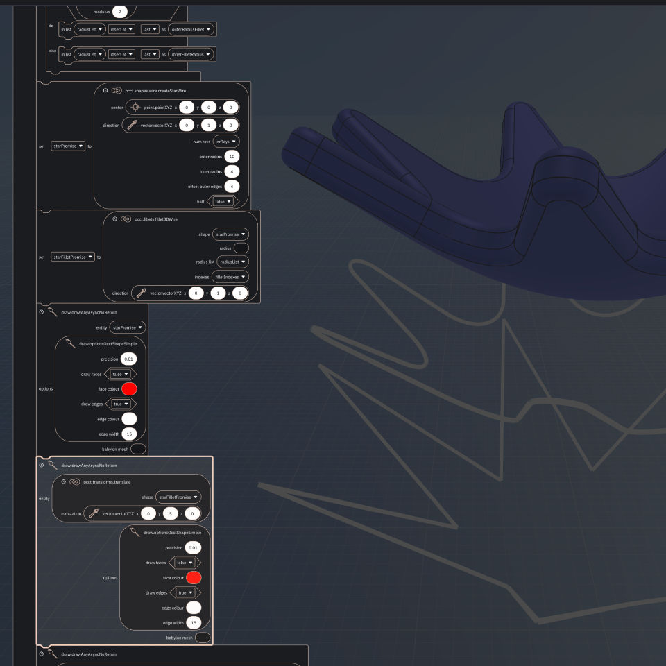 Fillet 3D Wire Blockly script details