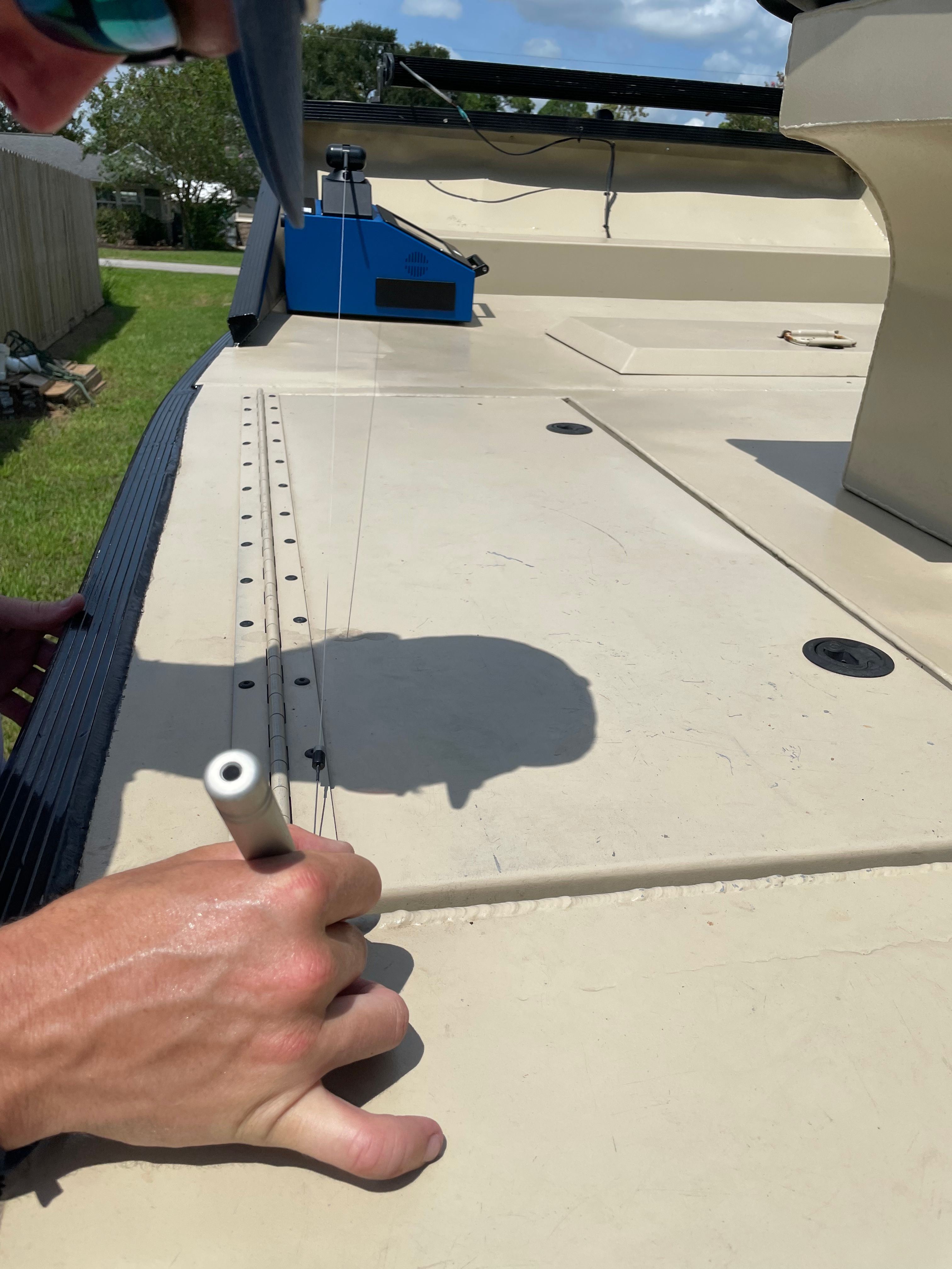 Precision Prodim measurement on airboat hatch and deck surface