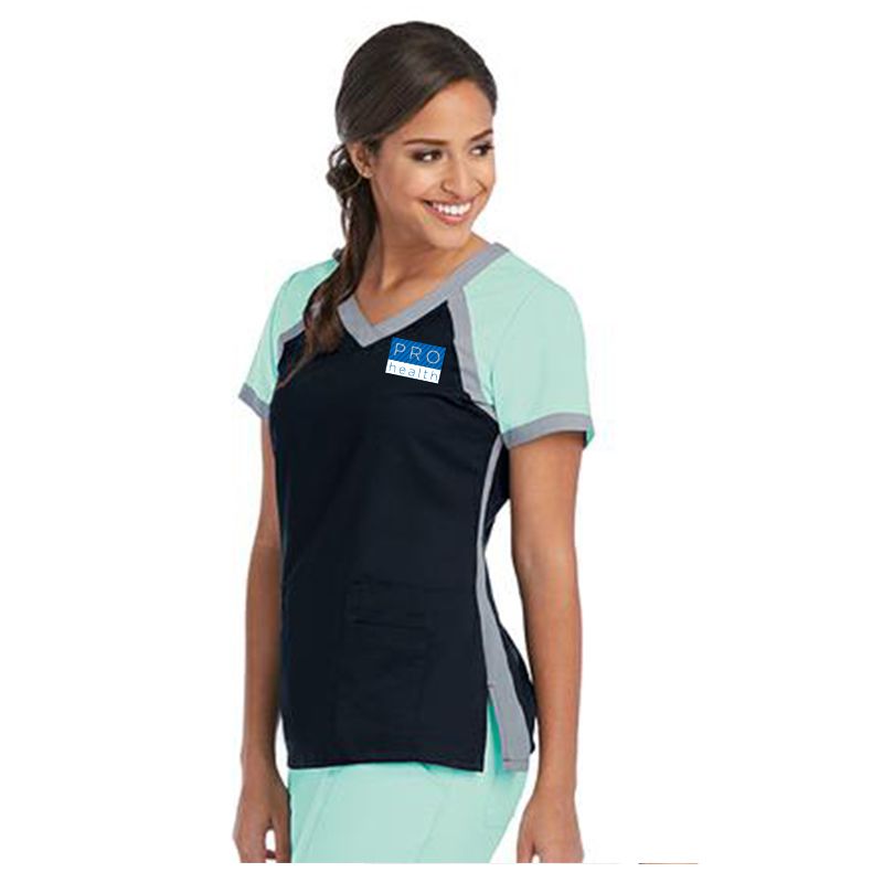 Logo 41435 Ladies Greys Anatomy 3 Pocket Colour Block Active Scrubs