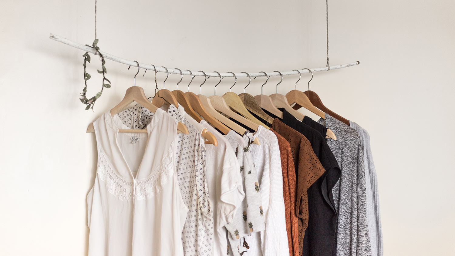 hanging light coloured clothes