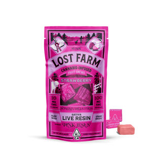 Strawberry Pink Jesus  Rosin Chews by lost farm edible at ShowGrow Long Beach Dispensary | Cannabis, Vapes, Edibles & Pickup