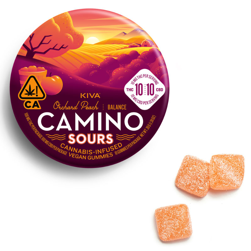 Orchard Peach Sours 1:1 CBD by camino gummies edible at Haven