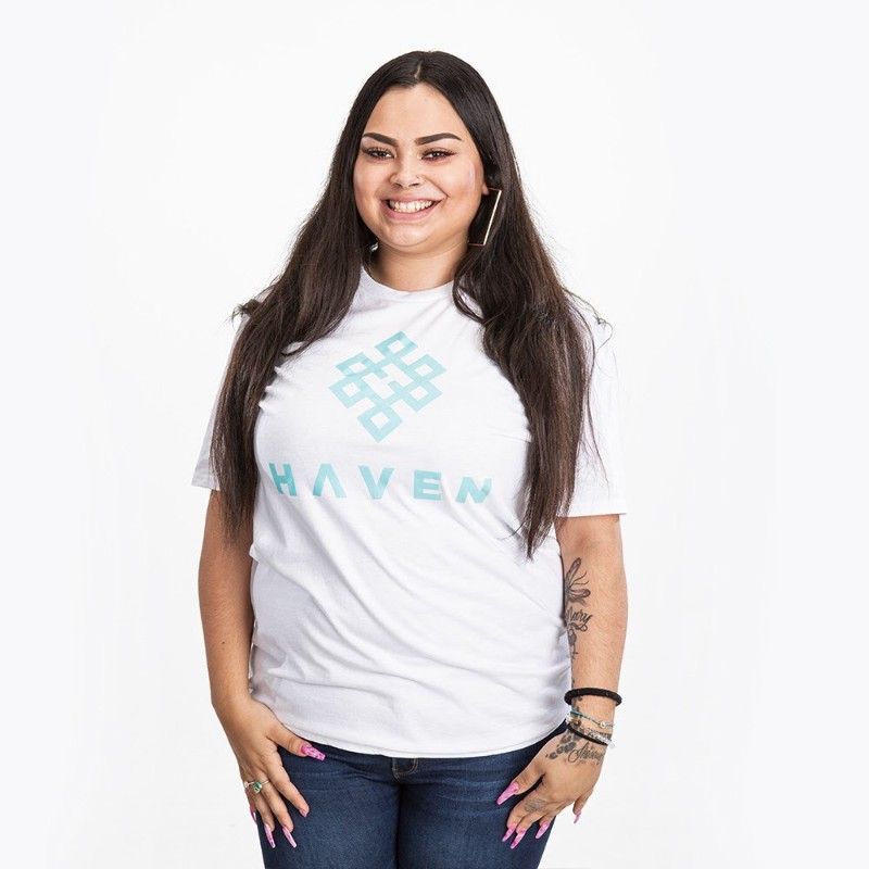 White Logo Shirt by haven merch at Haven