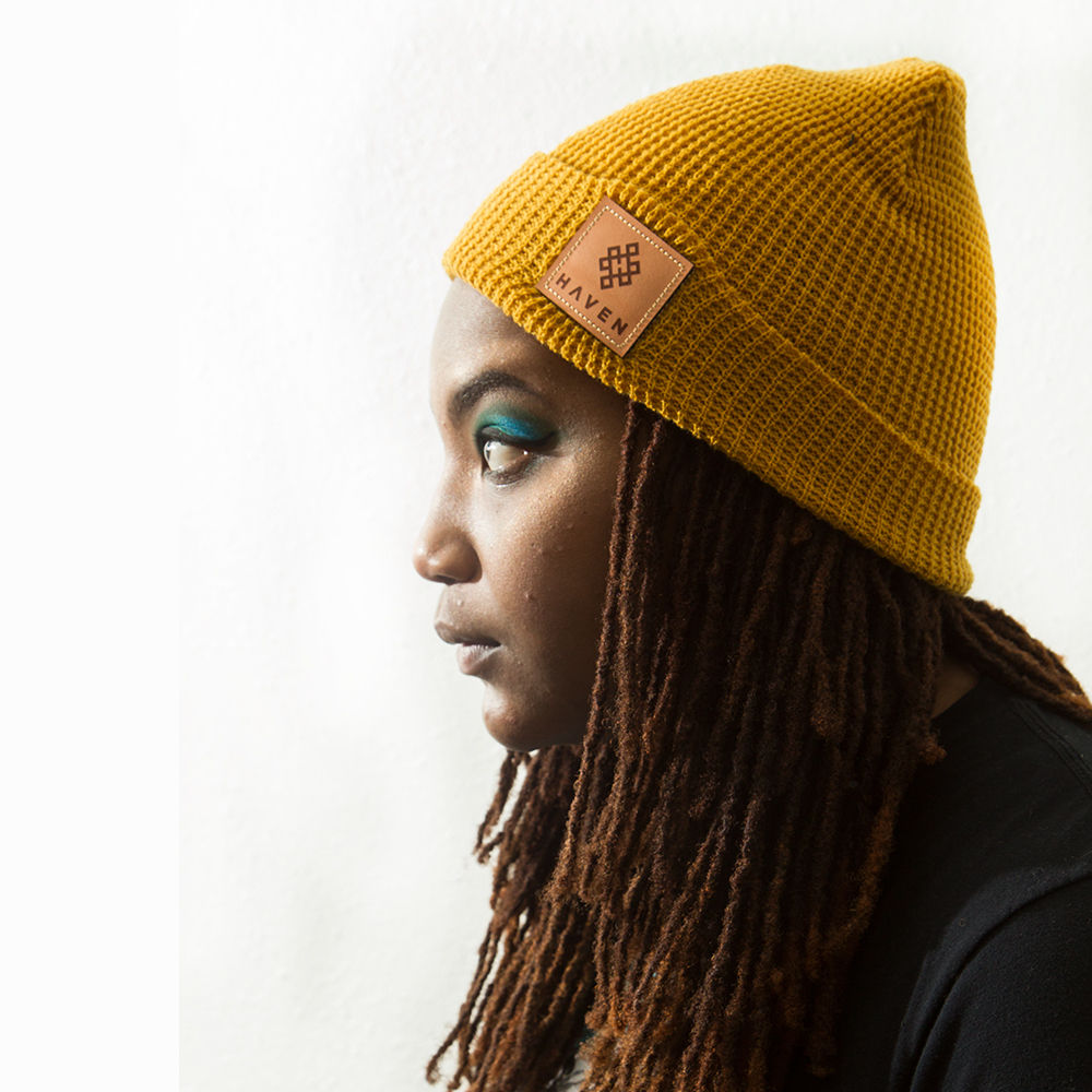 Gold Beanie by haven merch at Haven