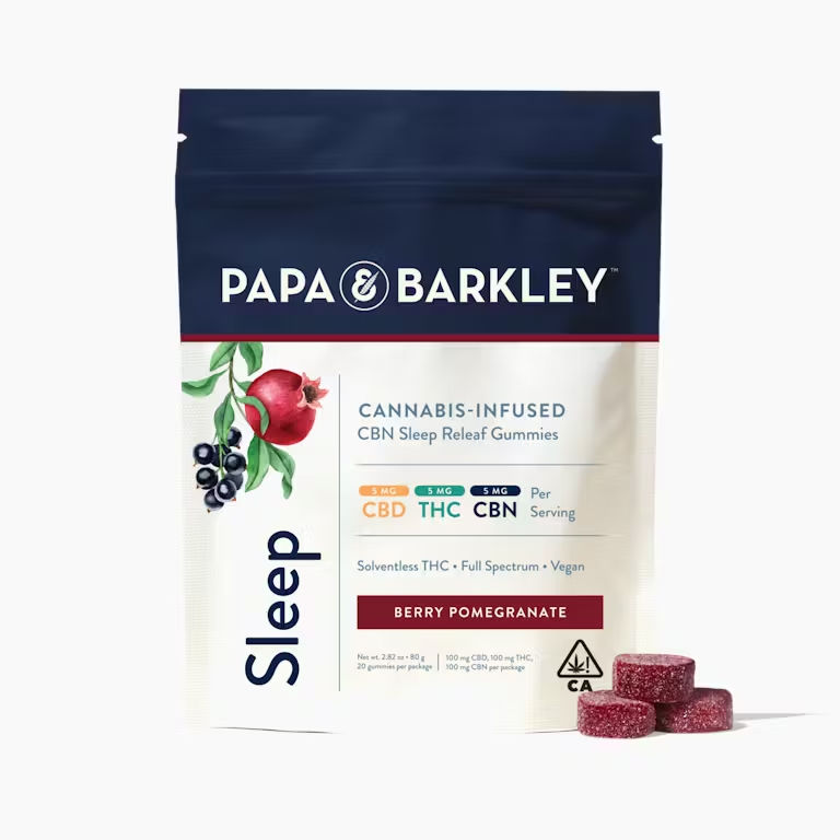 Berry Pomegranate 1:1:1 CBN Sleep by papa & barkley edible at Haven