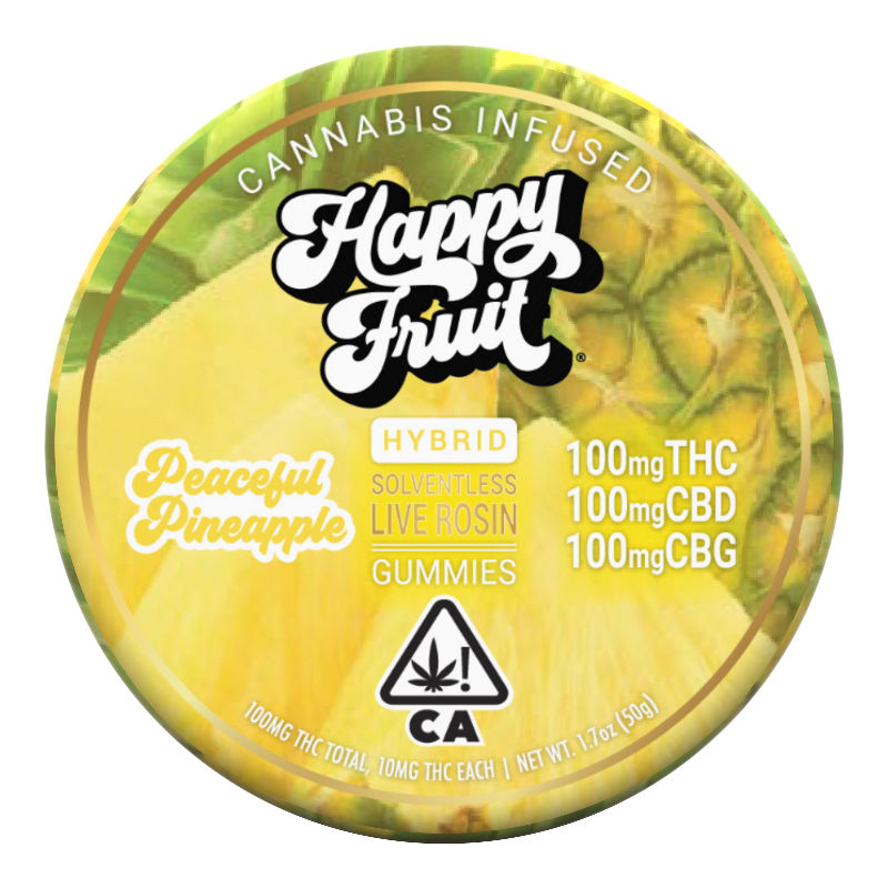 Peaceful Pineapple Rosin THC CBD CBG 1:1:1 by happy fruit edible at Haven