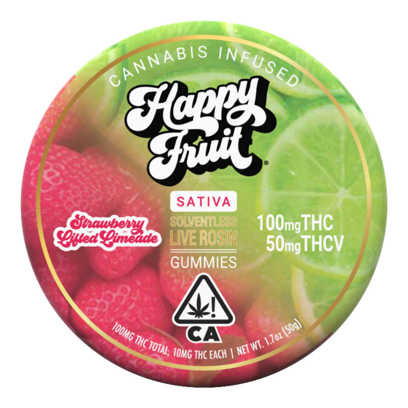 Strawberry Limeade Rosin THC:THC-V 2:1 by happy fruit edible at Haven