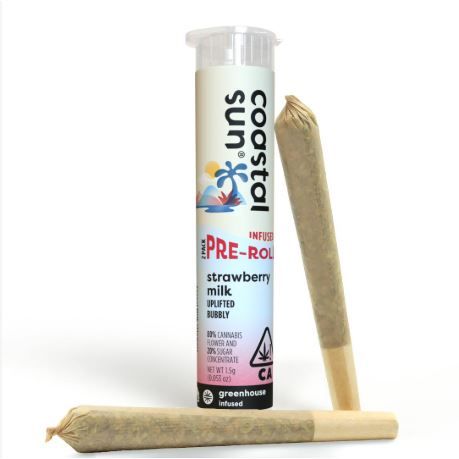 Strawberry Milk 2pks by coastal sun preroll at ShowGrow Long Beach Dispensary | Cannabis, Vapes, Edibles & Pickup