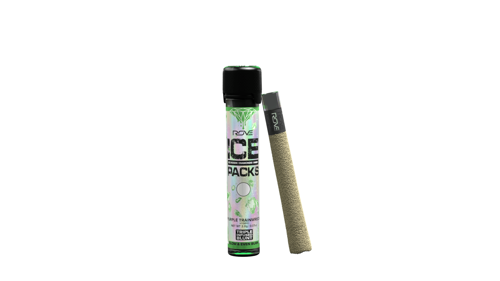 Purple Trainwreck Ice Pack Blunt by rove preroll at ShowGrow