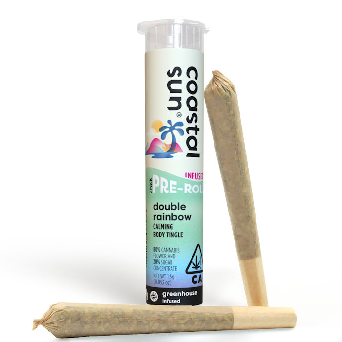 Double Rainbow 2pks by coastal sun preroll at ShowGrow Long Beach Dispensary | Cannabis, Vapes, Edibles & Pickup
