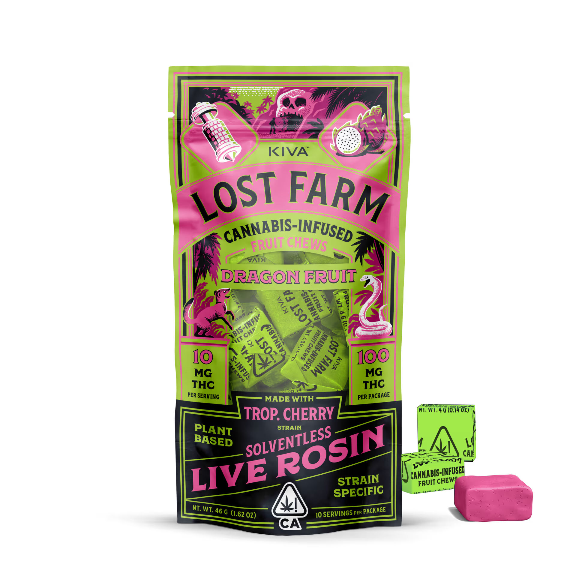 Dragon Fruit Sativa Live Rosin Chews by lost farm edible at ShowGrow Long Beach Dispensary | Cannabis, Vapes, Edibles & Pickup