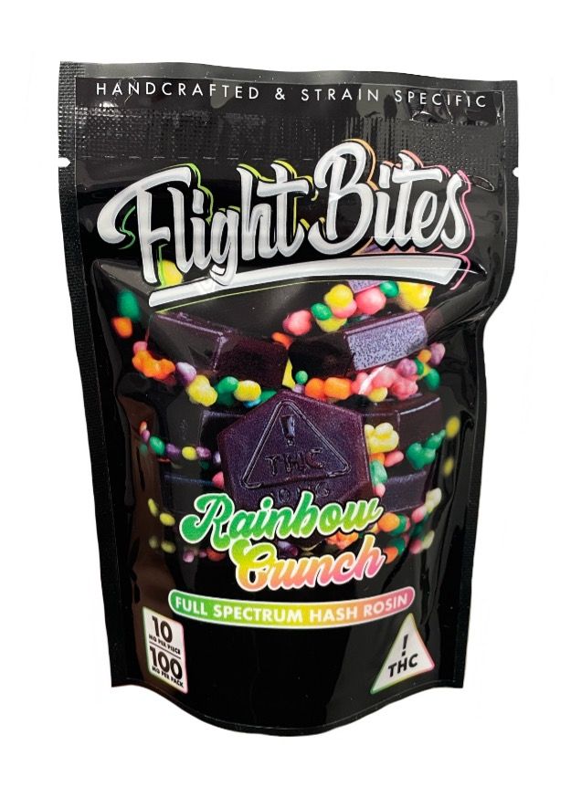 Rainbow Crunch Rosin Gummy Bites by flight bites edible at ShowGrow