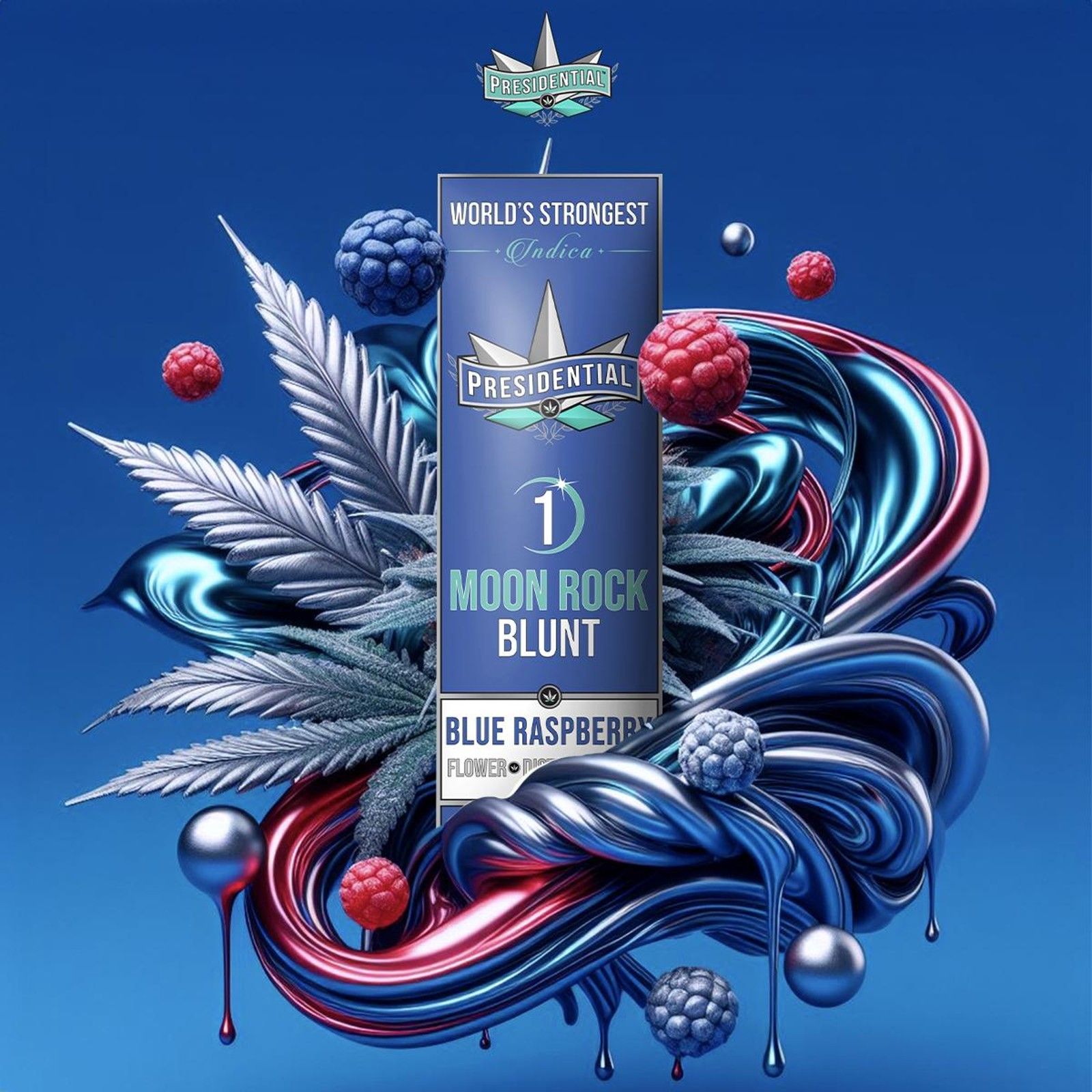 Blue Raspberry Moon Rock Blunt by presidential preroll at ShowGrow Long Beach Dispensary | Cannabis, Vapes, Edibles & Pickup
