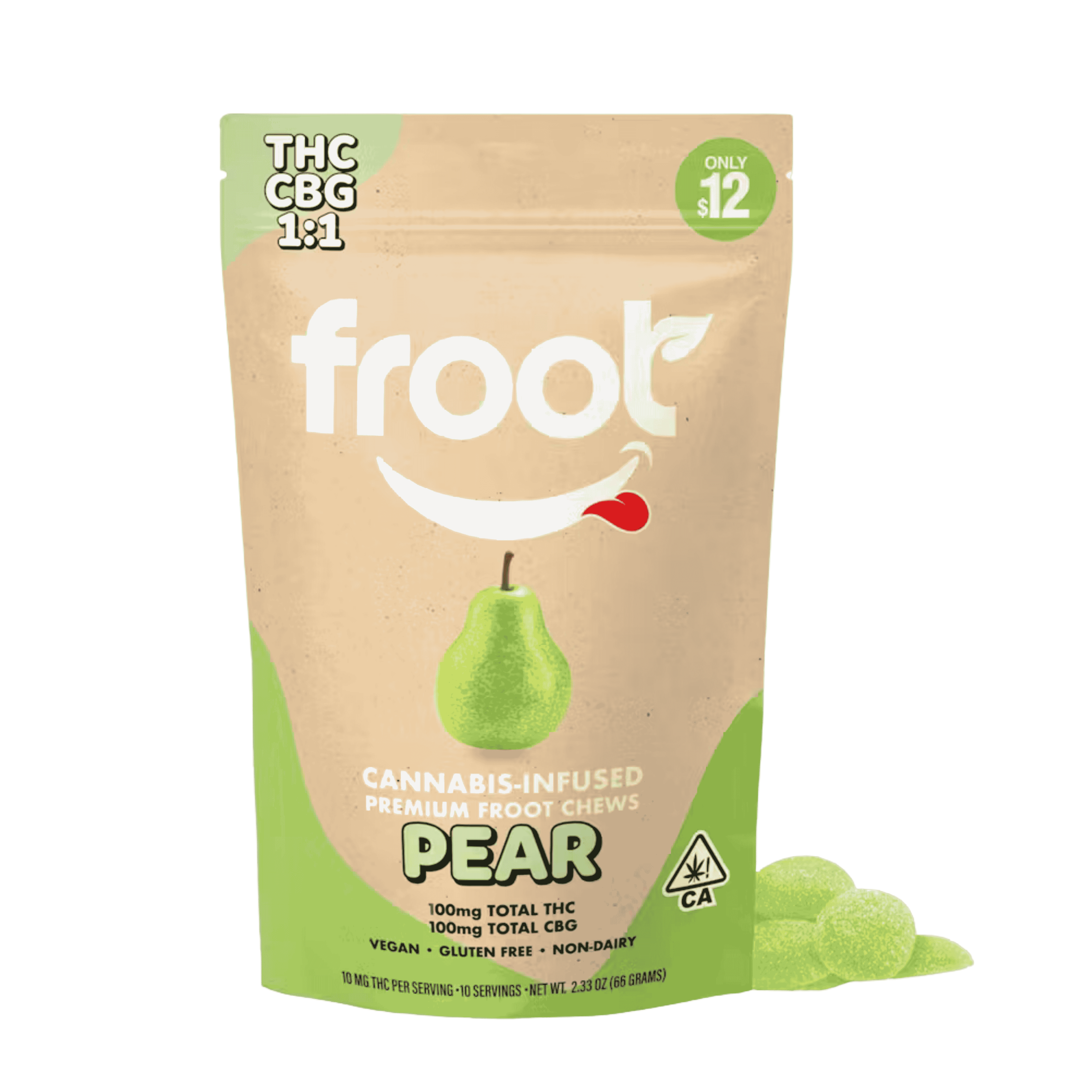 Pear 1:1 CBG Hybrid by froot edible at ShowGrow Long Beach Dispensary | Cannabis, Vapes, Edibles & Pickup