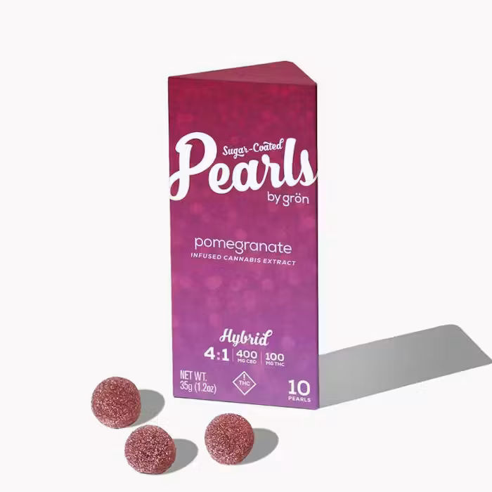 Pomegranate 4:1 CBD:THC Gummy Pearls by grön edible at ShowGrow Long Beach Dispensary | Cannabis, Vapes, Edibles & Pickup