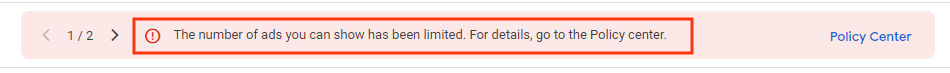 The number of ads you can show has been limited