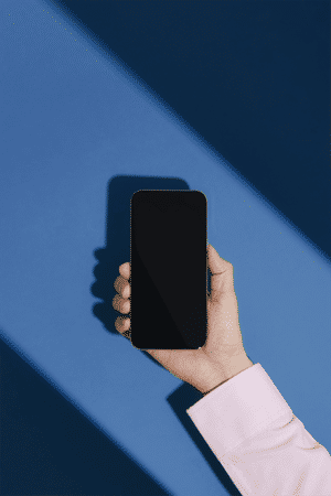 Smartphone on a blue background