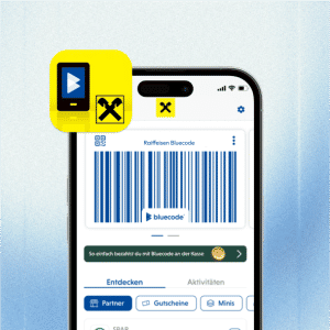 Home screen in the Raiffeisen Bluecode App