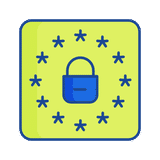 Illustration of EU stars and a safety lock inside