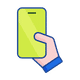Illustration of a hand holding a smartphone