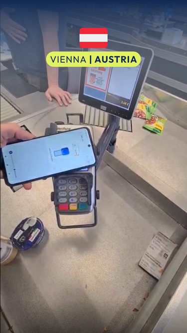 Video of an Interoperable Bluecode Transaction in Vienna, Austria