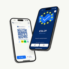 Bluecode App QR code payment screen and confirmation