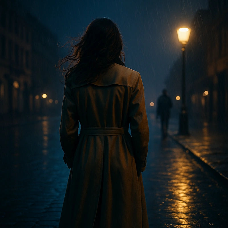 마일리 사이러스의 'More to Lose'가 전하는 상실의 정서를 밤의 거리에서 홀로 서 있는 여성의 뒷모습으로 시각화한 장면입니다.