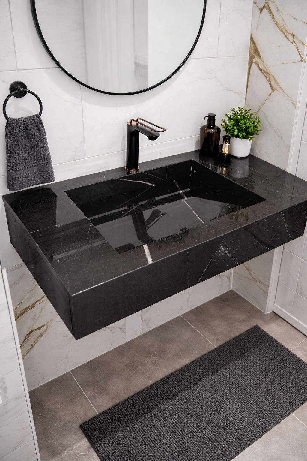 Lavamanos Negro Efecto Espejo