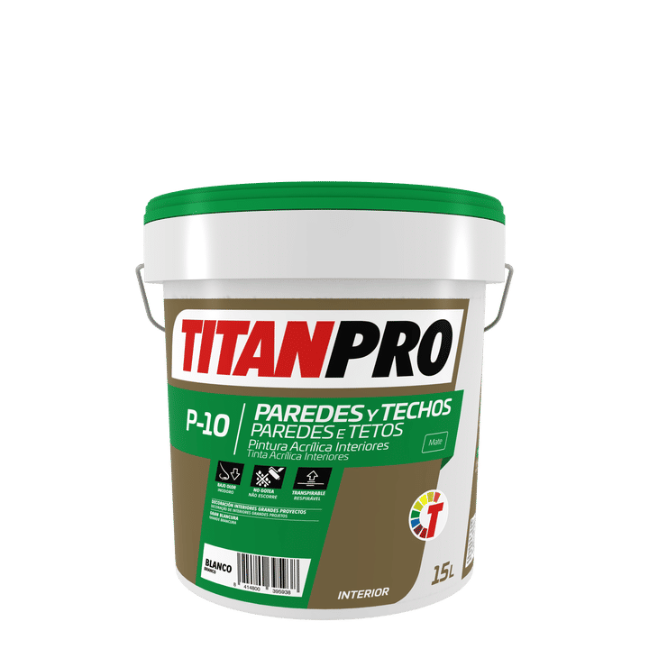 Pintura Acrilica Interiores P10 Blanco Mate 15 L TITANPRO