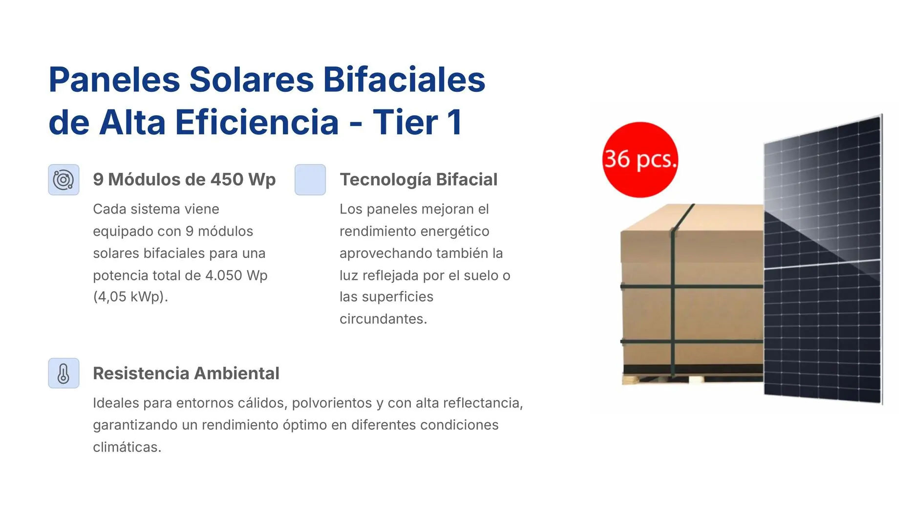 Especificaciones técnicas de paneles fotovoltaicos- Página 3del catálogo de Paneles Solares