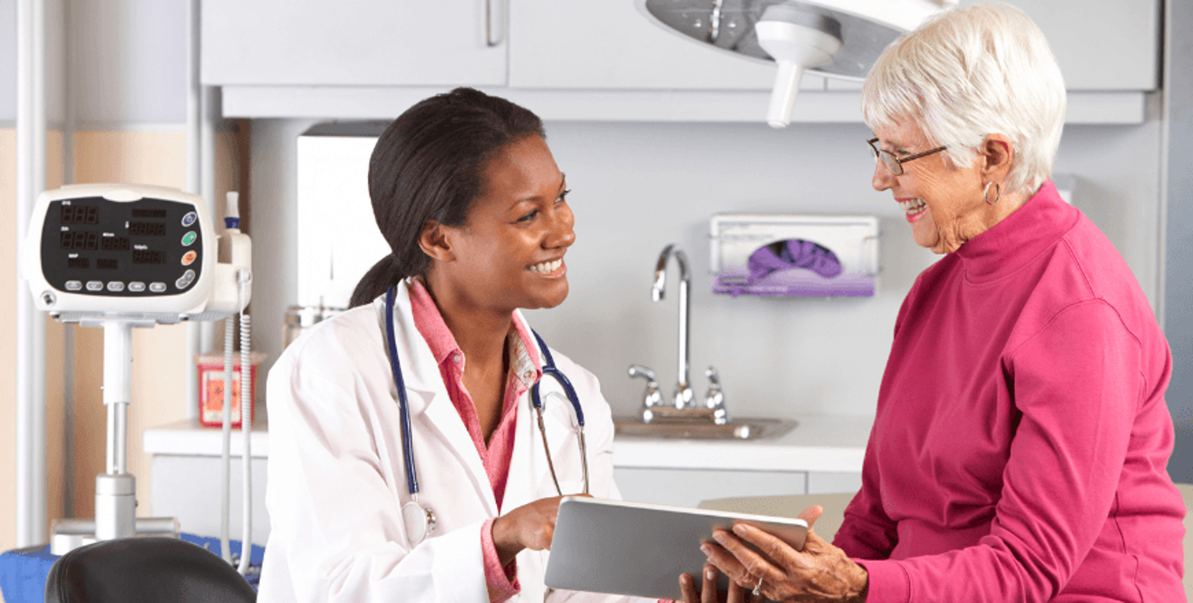 Medical student working in a clinic
