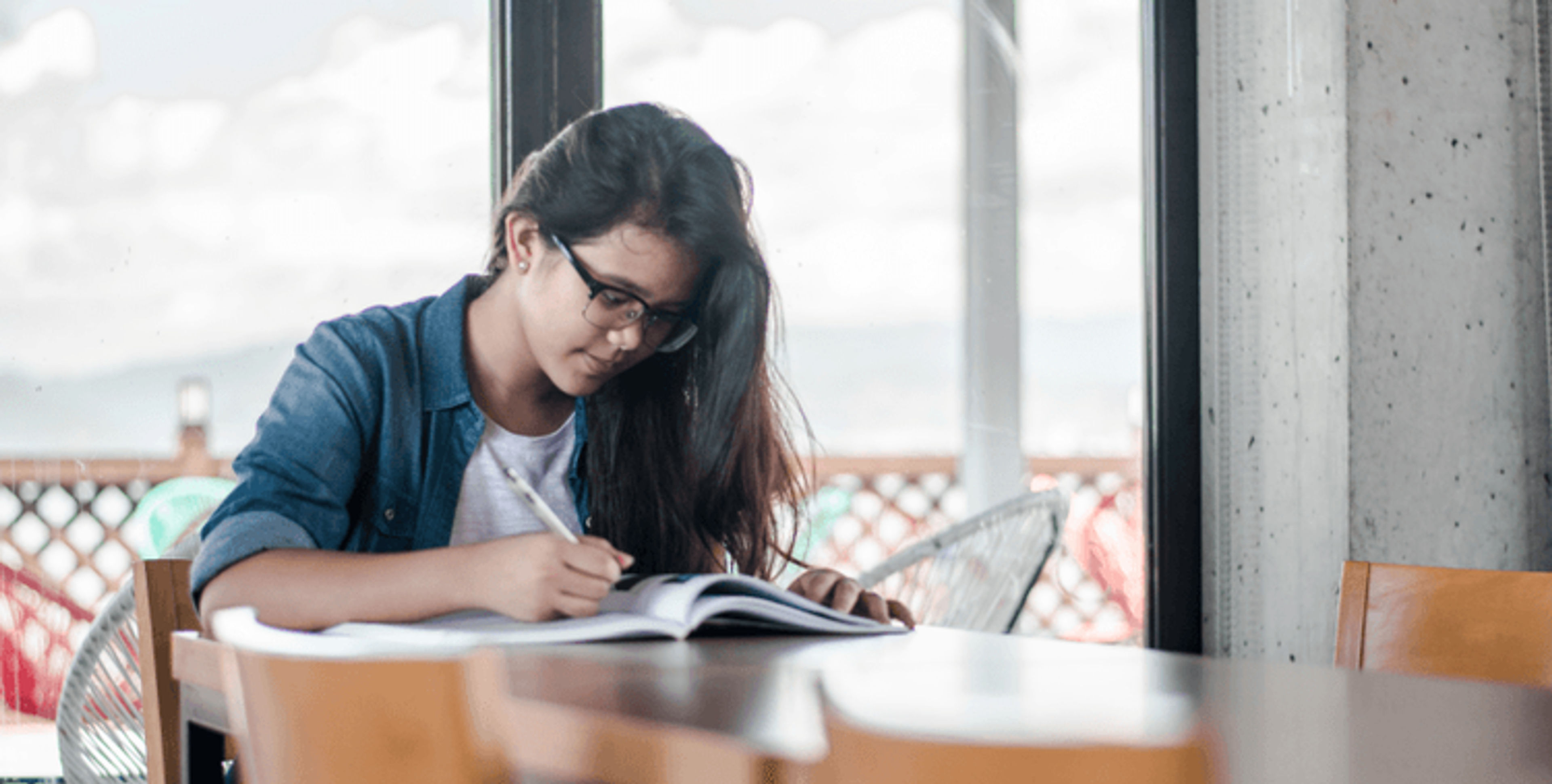 Female student doing final revision for the BMAT exam