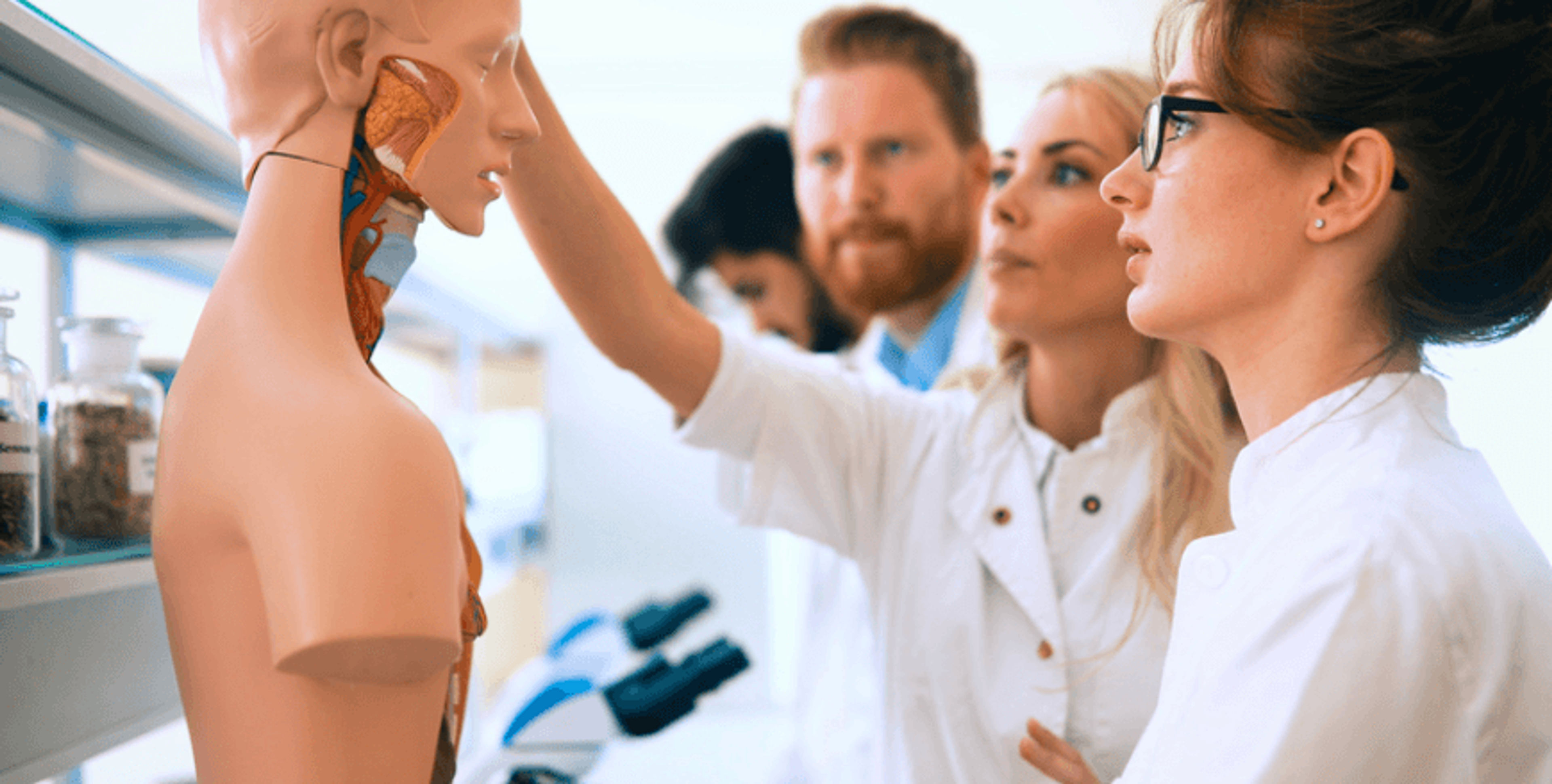 Medical student practicing clinical skills