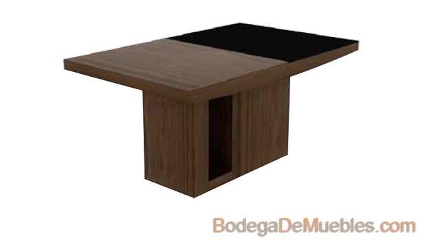 Mesa de Comedor rectangular para 6 personas con cubierta de cristal chocolate.