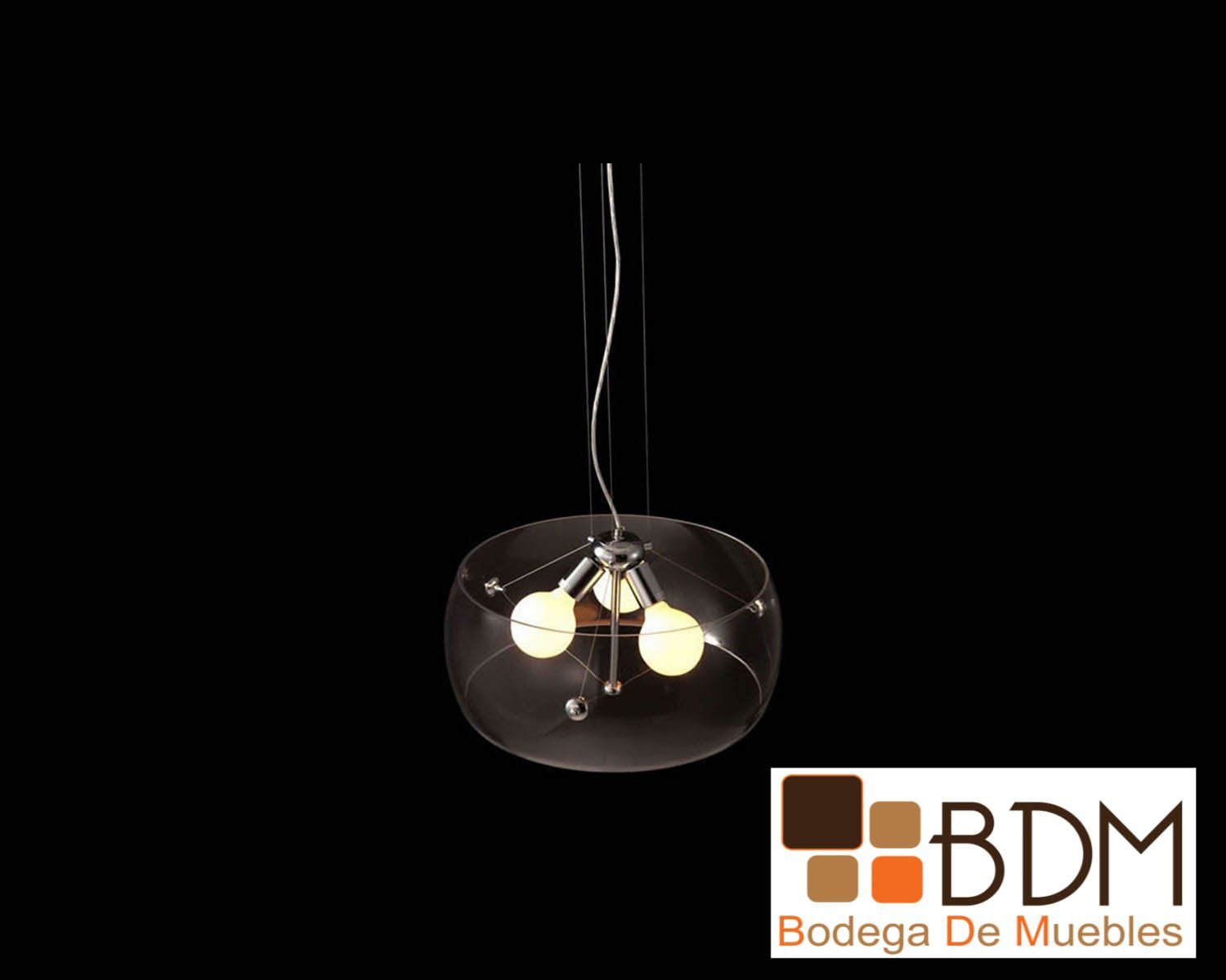 Lampara Colgante Minimalista, de metal y cristal.