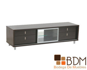 Mueble de TV con repisas de cristal