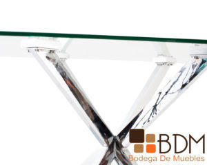 Mesa rectangular con cubierta cristal para comedor