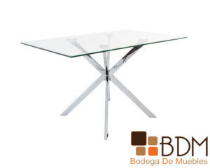 Mesa rectangular con cubierta cristal para comedor