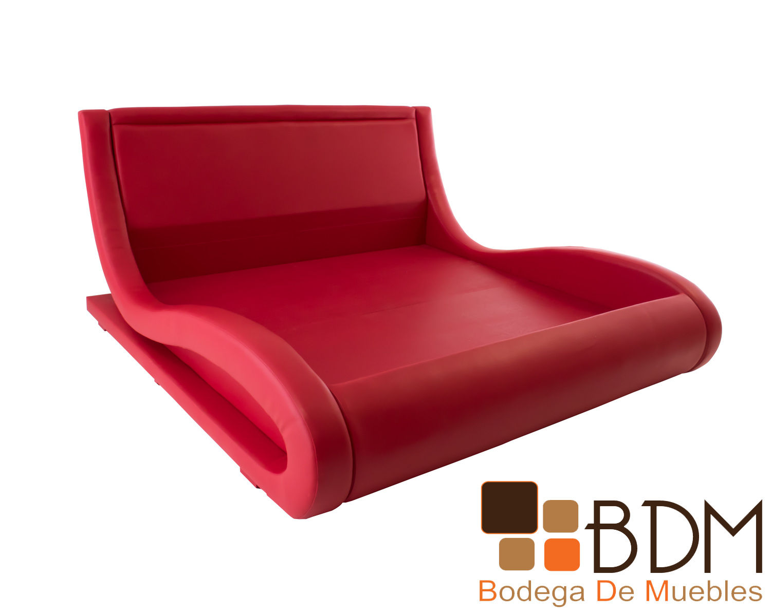 Base king size con respaldo en color rojo para habitaciones