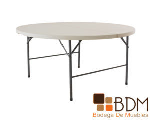 Mesa plegable de acero y plastico color beige