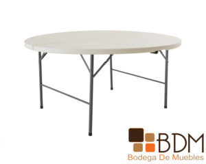 Mesa plegable de acero y plastico color beige